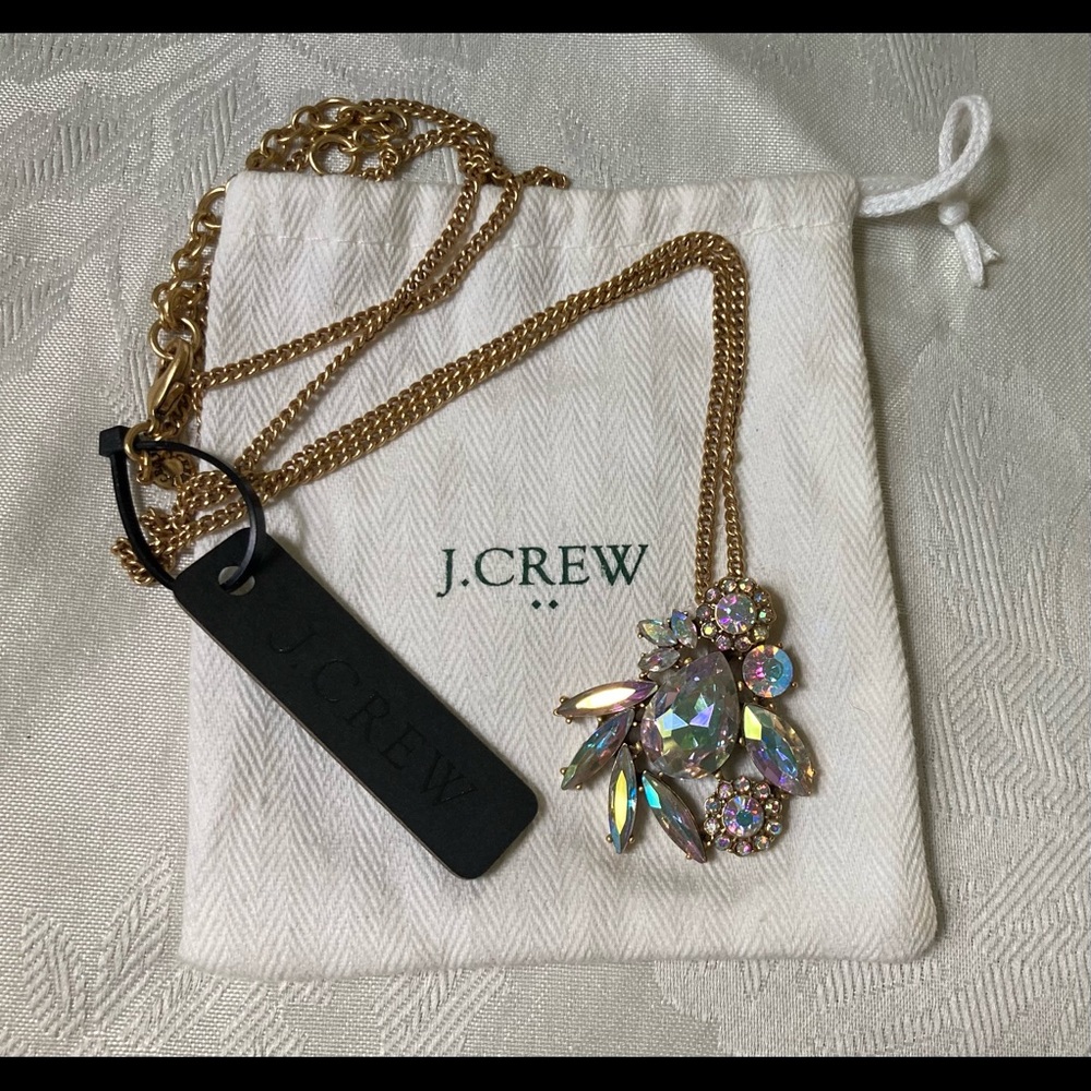 J. CREW Aurora Borealis Faceted, Crystal Pendant Necklace NWT!